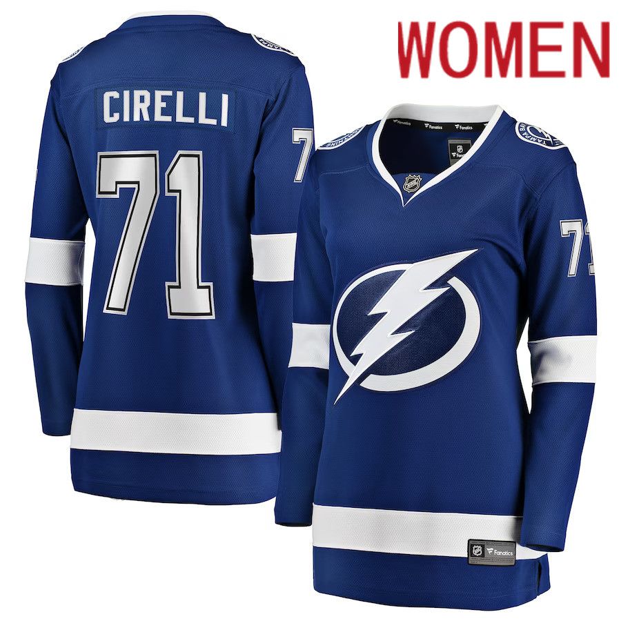 Women Tampa Bay Lightning #71 Anthony Cirelli Fanatics Branded Blue Home Breakaway Player NHL Jersey